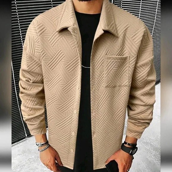 Men's Single-Breasted Casual Long Sleeve Shacket